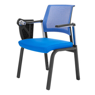 中伟办公椅会议椅带写字板培训椅学习椅网椅-蓝色