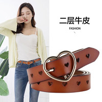 斯提亚(STIYA)皮带女免打孔爱心形牛皮细皮带简约百搭装饰腰带配牛仔裤柔软裤带 893S081001棕色