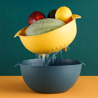 水果盘客厅北欧风塑料双层洗菜篮家用厨房大号创意洗菜盆沥水篮