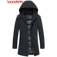 鸭鸭（YAYA）棉服男2019冬季新款时尚休闲温暖长款保暖加厚上衣外套GSMF2715 黑色 XL