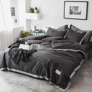 意尔嫚 四件套纯棉家纺 床上用品床单被套枕套全棉色布拼角套件 1.5米/1.8米床 被套200*230cm简爱棕色