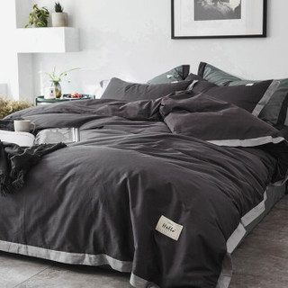 意尔嫚 四件套纯棉家纺 床上用品床单被套枕套全棉色布拼角套件 1.5米/1.8米床 被套200*230cm简爱棕色