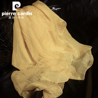 皮尔卡丹（PIERRE CARDIN）真丝丝巾女缎面大方巾防晒纱巾沙滩巾高档桑蚕丝绸围巾女大披肩 E11TM5Z06 浅黄