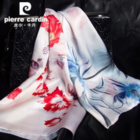 皮尔卡丹（PIERRE CARDIN）真丝丝巾女出游搭配防晒纱巾沙滩巾高档桑蚕丝绸围巾女大披肩 E11TM5Z04 空谷幽兰