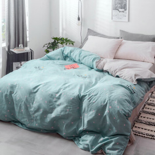 PLAYBOY 全棉高支床品套件 双人纯棉四件套床单被罩 1.5米/1.8米床 被套200*230cm 小波点