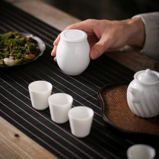 尚帝（shangdi）功夫茶具套装家用简约羊脂玉白瓷茶盘小茶杯陶瓷盖碗泡茶壶便携装 随行便携装