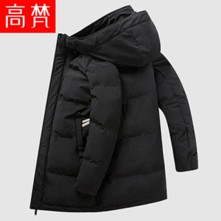 高梵 棉服男士2019冬季中长款时尚连帽纯色保暖外套  G219MF2708 黑色 3XL