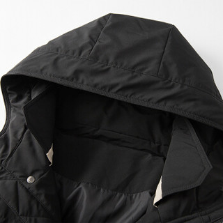 高梵 棉服男士2019冬季中长款时尚连帽纯色保暖外套  G219MF2708 黑色 3XL