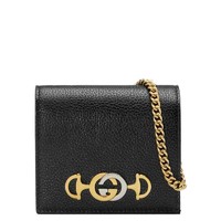 古驰Gucci Zumi系列粒面皮革迷你卡包手提包链条包 女包
