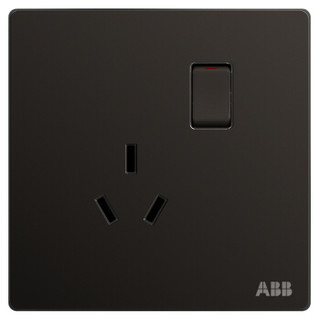 ABB 开关插座面板 10A三孔一开带开关插座 轩致系列 黑色 AF223-885