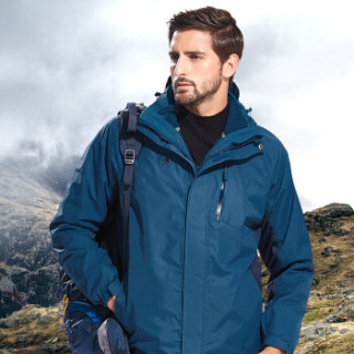 商品骆驼牌户外三合一情侣款冲锋衣防风防水男女冲锋衣p8w246732爵士