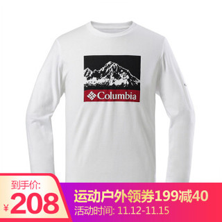 哥伦比亚（Columbia）长袖t恤 男款秋冬运动户外圆领保暖体恤衫印花针织上衣 EE0071 100（男） XL