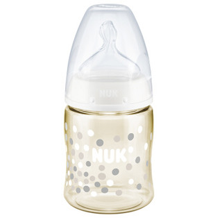 NUK宽口径PPSU彩色奶瓶150ml配防胀气奶嘴(0-6个月硅胶中圆孔)圆点款
