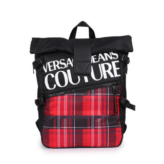 VERSACE JEANS COUTURE 范思哲 奢侈品 19秋冬新款 男士黑色红色聚酯纤维LOGO双肩背包 E1YUBB20 71150 MDM