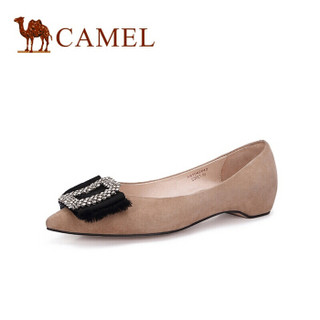 骆驼（CAMEL） 女士 轻熟温婉水钻尖头浅口单鞋 A91042643 杏色 36