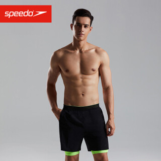 Speedo/速比涛 男子 2合1两用沙滩裤泳裤811754C712黑/绿色XS