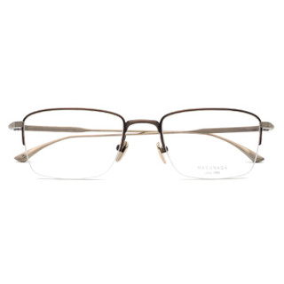 MASUNAGA增永眼镜男女复古手工半框眼镜架配镜近视光学镜架MIES #23 棕色