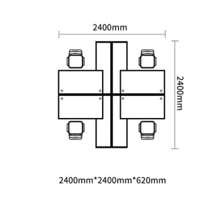 中伟屏风办公桌职员办公桌员工桌员工位工作位电脑桌卡座面对面4人位含椅子2400*2400*750mm