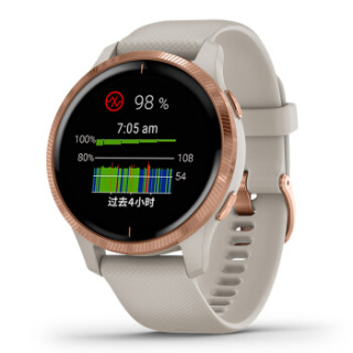GARMIN 佳明 Venu 智能手表 43.2mm 玫瑰金 灰色硅胶表带(血氧、血压、GPS、扬声器)