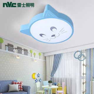  雷士（NVC）LED卧室客厅吸顶灯 儿童房温馨创意灯具灯饰 卡通猫脸儿童灯 智能遥控无极调光 蓝色
