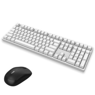 ikbc W210 Cherry轴机械键盘商务办公键盘 无线键鼠套装 W210茶轴+W2黑色静音鼠标 白色 茶轴