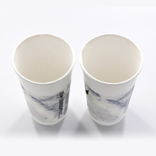 YB 网红鹿角巷一次性纸杯同款纸杯淋膜冷饮奶茶纸杯单层热饮纸杯 英文- 500ml-1000个装不带盖