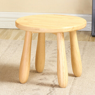 心家宜 小板凳实木小凳子换鞋凳 家用矮凳客厅卧室圆凳简约小木凳 圆形原木色98771N