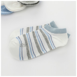 红豆居家(Hodohome)儿童袜子男童女童舒适透气棉质袜子薄款短袜 男童蓝白素色五双装 16cm-18cm