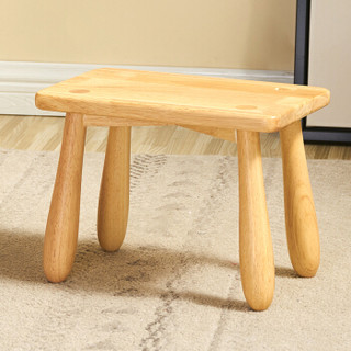 心家宜小板凳实木小凳子换鞋凳 家用矮凳客厅卧室圆凳简约小木凳 长方形 原木色98773N