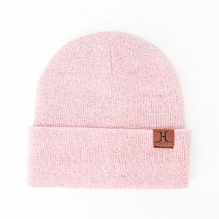 优唯美帽子女冬加绒加厚保暖毛线帽女护耳帽翻边冬季针织女潮帽子M607粉色