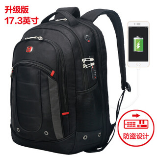 SWISSGEAR 电脑包 新品笔记本游防盗USB充电背包学生书包游戏本17英寸 SA-9360XL黑色