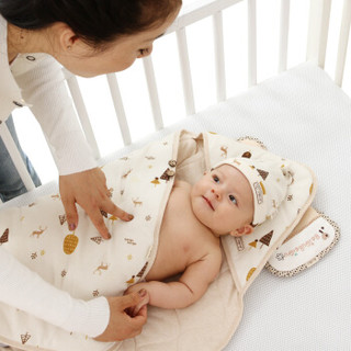 贝谷贝谷 小颜值婴儿抱被新生儿包被大号秋冬款 250克填充棉(适合室温0-15度)