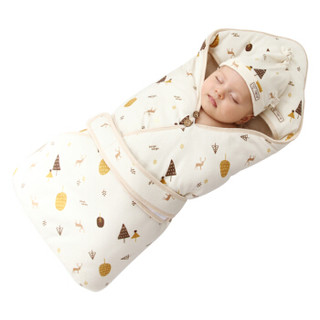 贝谷贝谷 小颜值婴儿抱被新生儿包被大号秋冬款 250克填充棉(适合室温0-15度)