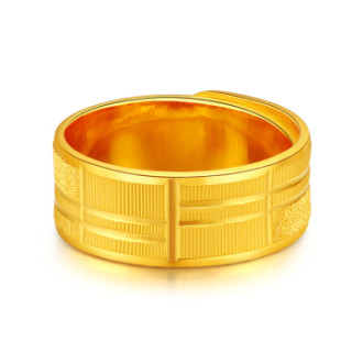 商品萃华金店黄金戒指男士男款显大刻花戒子 约11.77-11.91克