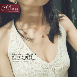Mbox 925银项链女款韩版简约吊坠创意潮人项圈清新网红饰品 红色
