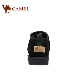 骆驼（CAMEL） 时尚短款加绒牛皮男雪地靴 A842275064 黑色 41