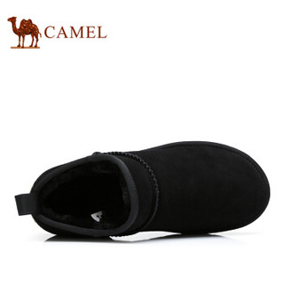 骆驼（CAMEL） 时尚短款加绒牛皮男雪地靴 A842275064 黑色 41
