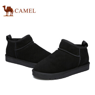 骆驼（CAMEL） 时尚短款加绒牛皮男雪地靴 A842275064 黑色 41