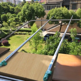 美居客不锈钢晒衣杆免打孔可伸缩阳台晾衣杆龙阳门窗外晾晒杆固定式单