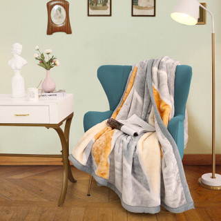 水星家纺 毛毯毛巾被 拉舍尔冬季加厚保暖空调毯子盖毯办公室午睡毯床单 蒙克之旅180*230cm