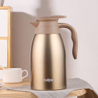 cuipo家用保温水壶热水瓶开水保温瓶大容量不锈钢真空保暖壶欧式咖啡壶2L 金色