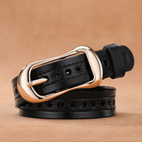 斯提亚(STIYA)女士皮带简约百搭韩国牛皮腰带女式时尚免打孔皮带女装饰牛仔裤 893S081003黑色