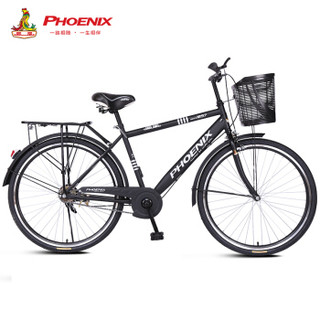 凤凰（Phoenix）自行车成人男式通勤26寸复古城市骑行普通代步变速脚踏车马斯特 玻璃黑单速