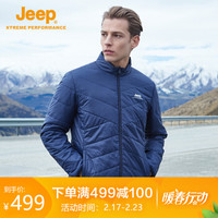 Jeep 男士棉服 冬季户外休闲双面夹克两面可穿加绒加厚棉服外套 藏青色 M