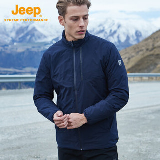Jeep 男士棉服 冬季户外休闲双面夹克两面可穿加绒加厚棉服外套 藏青色 M