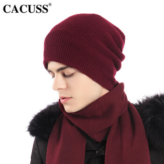 CACUSS  秋冬情侣款毛线针织羊毛帽子 Z0211 酒红 均码