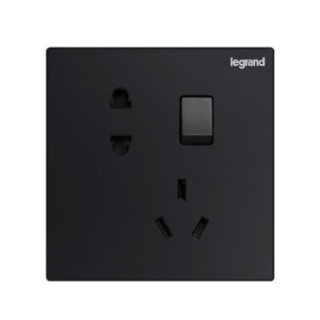 商品罗格朗开关插座面板86型逸景碳素黑大面板墙壁电源插座开关10a五