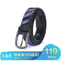 OMTO 潮牌女士针扣皮带韩版时尚腰带女百搭装饰休闲裤带838020101黑色配蓝色