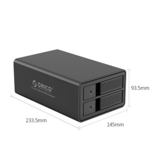 奥睿科（ORICO）磁盘阵列硬盘柜双盘位 3.5英寸SATA串口USB3.0硬盘外置阵列盒RAID 全铝免工具 黑色9528RU3