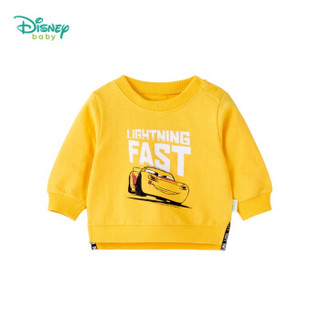 迪士尼(Disney)儿童男童宝宝休闲长袖圆领卫衣肩开扣外出服套头上衣183S1061 黄色 6个月/身高66cm